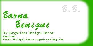 barna benigni business card